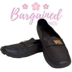 Authentic Louis Vuitton Brown Leather Moccasin Loafers Women's Shoe EU 37 US 6